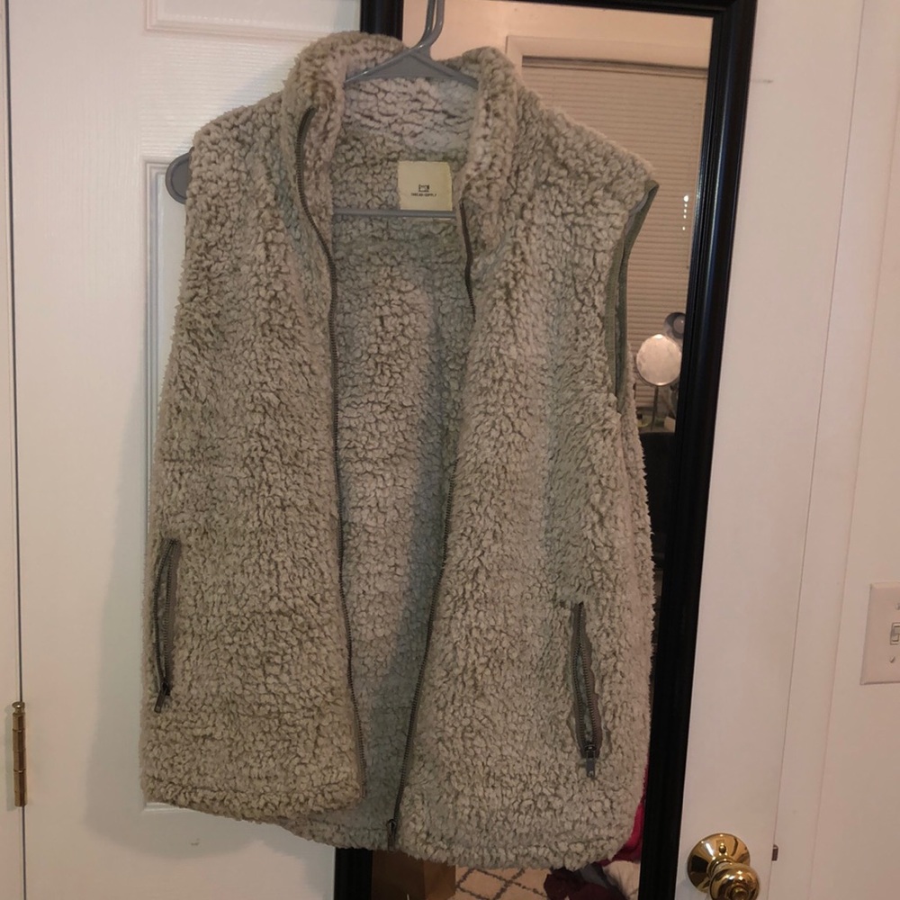 Light green Sherpa vest